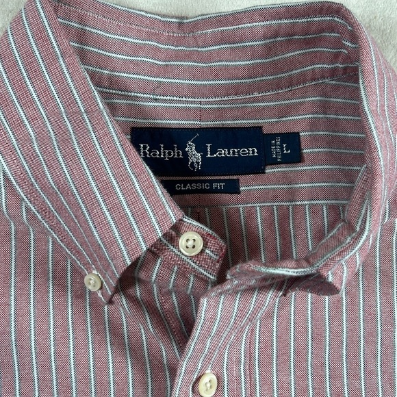 Polo Ralph Lauren Size Large Classic Stripe Oxford Trad Ivy Button Front Shirt - Picture 4 of 10